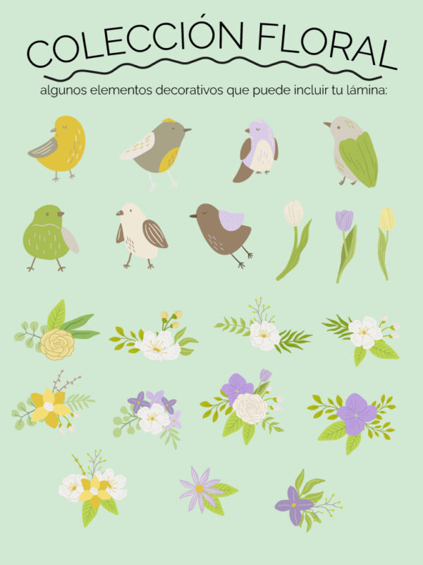 Lámina Personalizada Infantil Floral