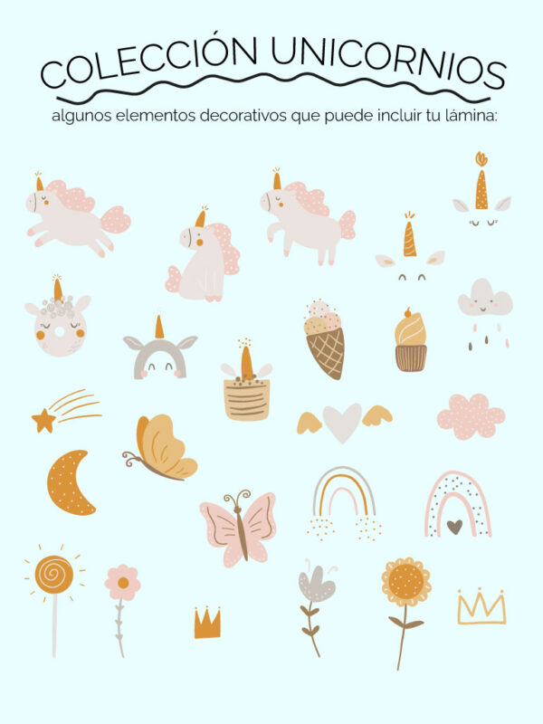 Lámina Personalizada Infantil Unicornios