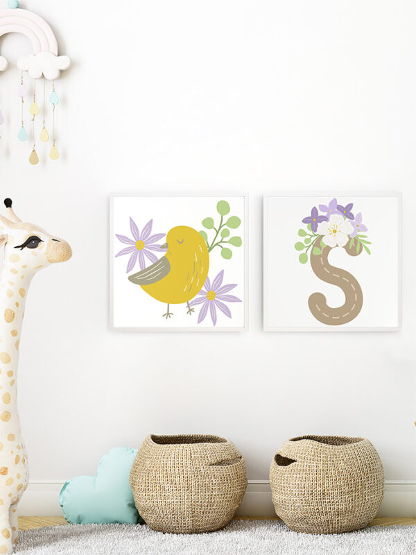 Lámina Personalizada Infantil Floral