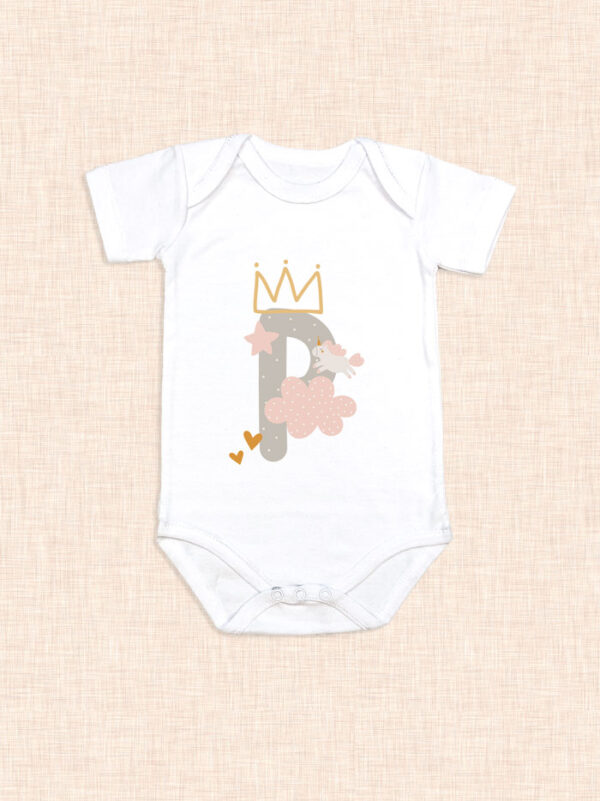 Body Bebé Letra Personalizada Unicornio